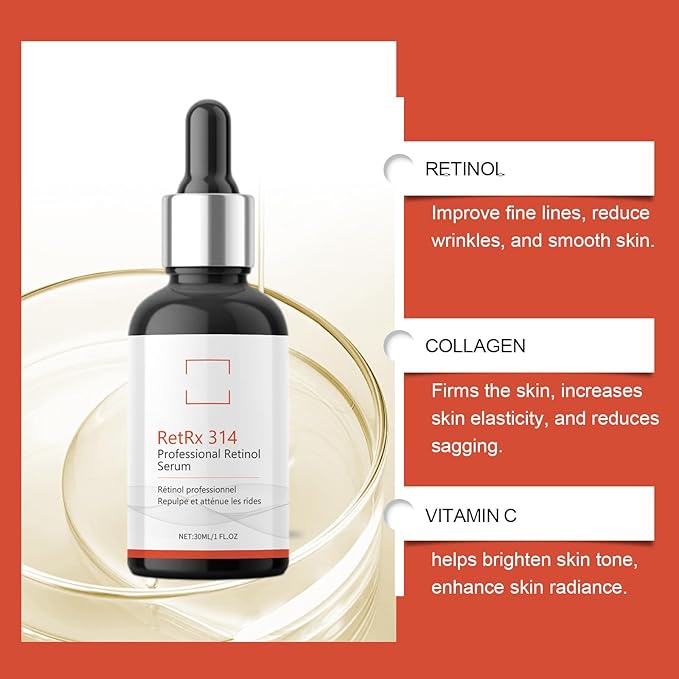 Retinol Serum 50ml, Anti-Aging with Hyaluronic Acid, Collagen, VC, VE, Boosts Elasticity, Diminishes Wrinkles & Fine Lines, Deep Hydration, Brightening Serum for All Skin Types, Gentle Formula