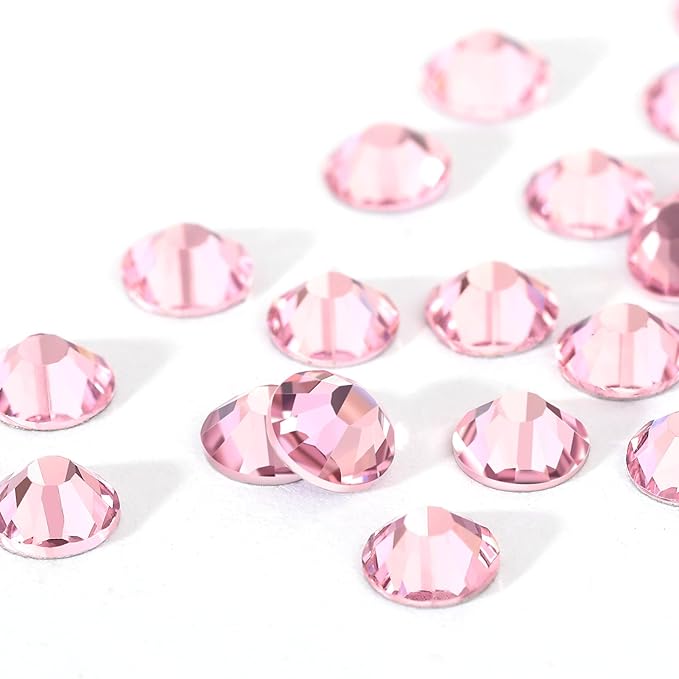 Novani 1440 Pieces Rhinestones, Flatback Crystal Gemstones Glass Rhinestones for Crafts Makeup Nail Art and DIY Decorations, Pink Rhinestone(SS16, 4mm)
