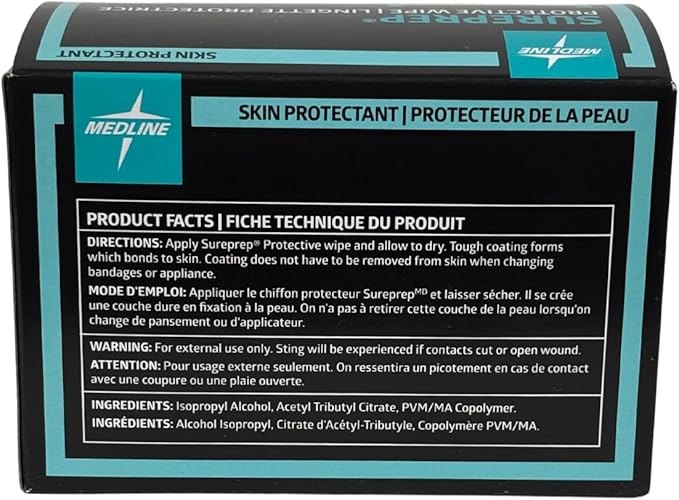 Medline SurePrep Skin Protective Barrier, Wipe - Premium Quality Medical Supplies for Skin Care and Protection, Pack of 50