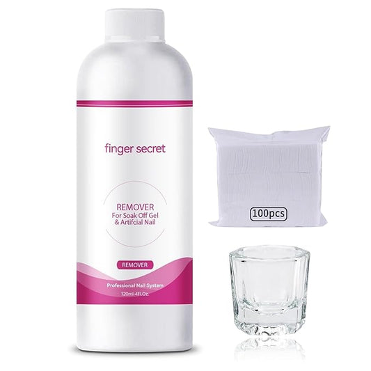 Nail Polish Remover 4Fl.Oz Nail Polish Remover Kit Professional Nail Glue Remover Quickly & Easily Remove Dip Powder Artificial Nails,Glitter Polish,Builder gel,poly gel acrylic powder.