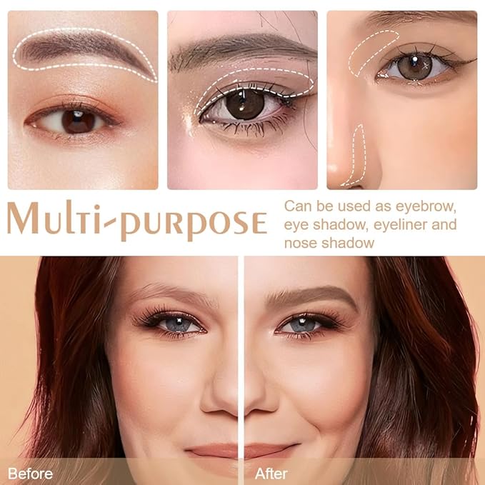 3 Colors Eyebrow Powder Kit for Women, Long-Lasting Waterproof Matte Brow Powder, Eye Brow Powder with 2 Double-ended Eyebrow Brush, Purse-Friendly Compact (A01#Light Medium Brown, 1Pcs)