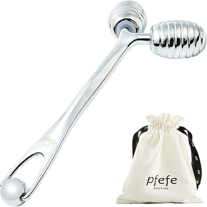 pfefe Stainless Steel Face Roller - Metal Facial Cooling Massager for Face and Eyes, Esthetician Supplies Cold Roller for Puffiness, Wrinkles, Dark Circles