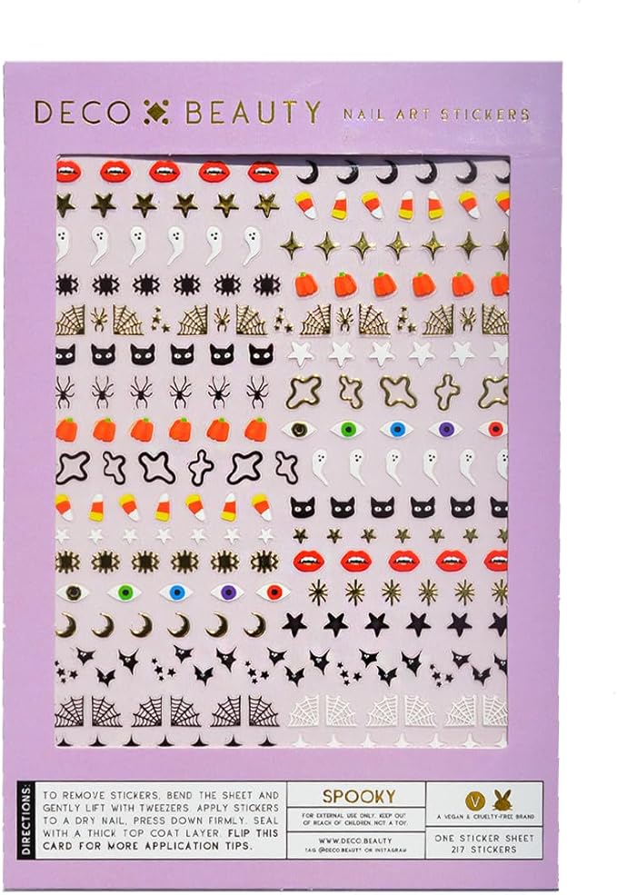 Deco Beauty Spooky- Super Thin & Easy-to-Apply Nail Art with The Cutest Designs - Durable & Long-Lasting Nail Art Stickers and Decals for Women, for DIY at-Home Manicures & Salon-Quality Nails