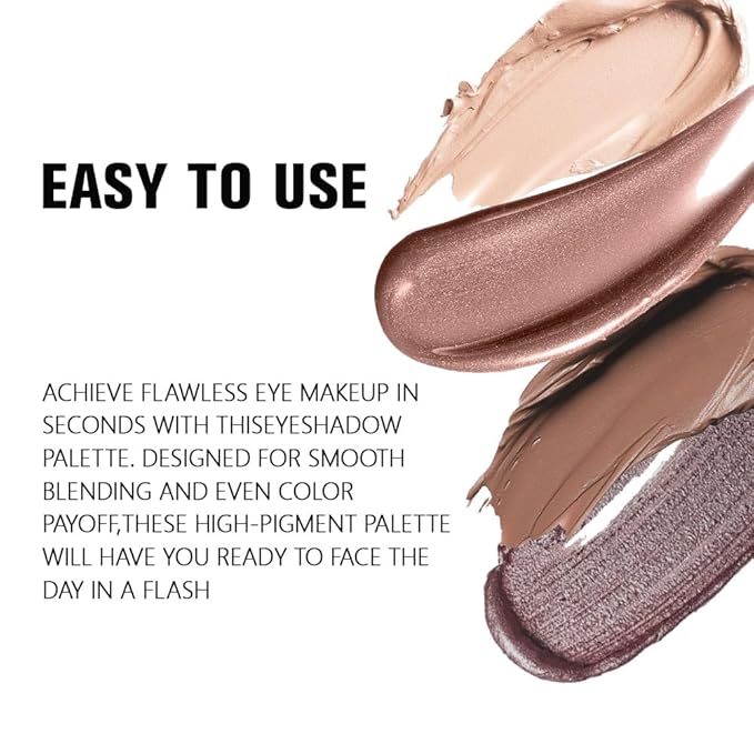 Kaely Cream Eyeshadow Quad, Nude Brown Matte Shimmer Eyeshadow Palette Makeup, Neutral Eye Shadow Palette for Older Women Pigmented Waterproof, sombras para ojos, Blendable, Cruelty-free, 03