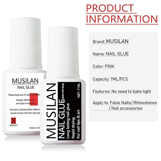 Nail Glue for Press On Nails, Nail Tips and Acrylic Nails (28ml) Super Strong Long Lasting Nail Bond Adhesive Gel Nail Glue Brush On Nail Glue for Acrylics Glue On Nails Fake Nails with Brush