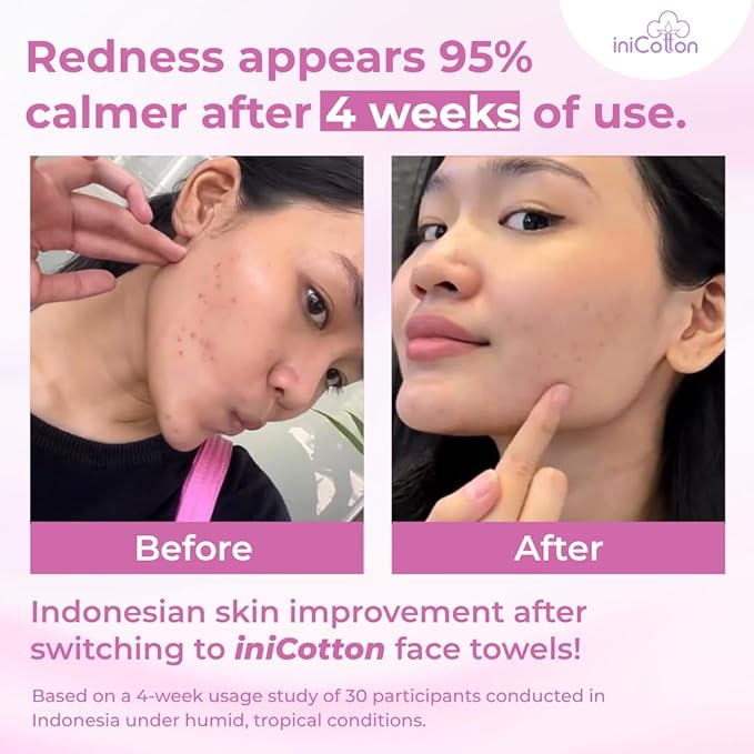 iniCotton Face Towels, Indonesian Unscented Cotton Tissues for Sensitive Skin, Disposable Face Towelette, Ultra Soft, Makeup Remover Dry Wipes, Travel Size, 90 ct per Pack, 3 Packs, 270 Ct Total