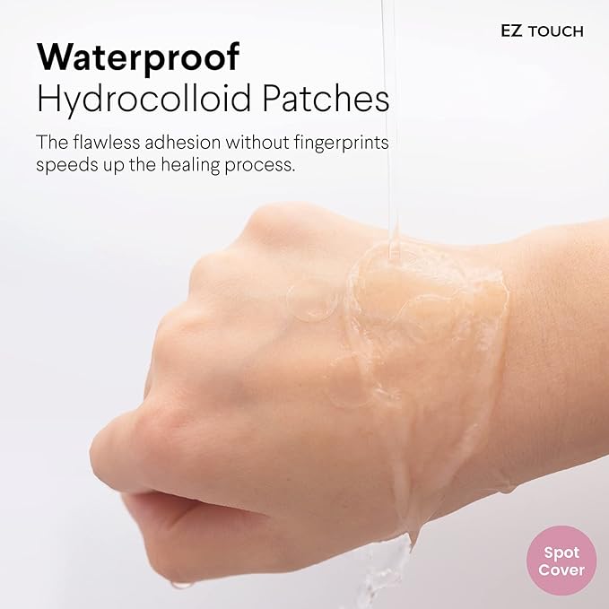 EZ Touch Touch-free Hydrocolloid Acne Pimple Patch(60 count, 12mm, Fast0Healing) | Last 48 hr | Patented Korean Spot Cover