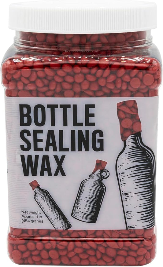 Blended Waxes, Inc. Bottle Sealing Wax Beads, Premium Pastille Wax Seal Beads For Wine, Beer, and Liquor Bottle Closure, Seals Between 25-30 Bottles, 1 lb, Red Metallic