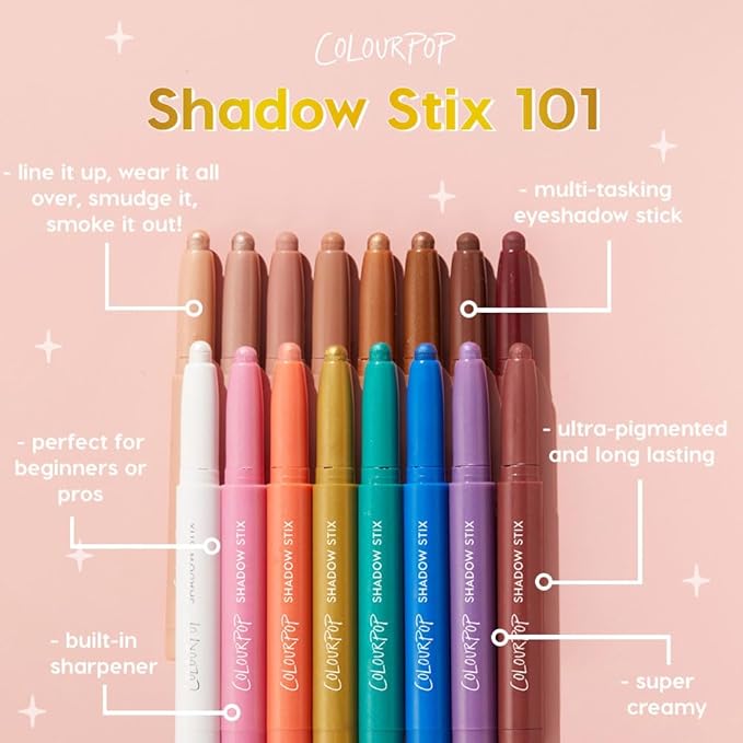 ColourPop Shadow Stix - Cream Eyeshadow Stick with Long-Lasting Color - Multi-Use Cream Makeup with a Built-In Sharpener & Precise Tip for Easy Application - So Into U (0.05 oz)