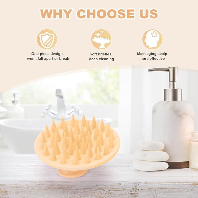 Meartchy Silicone Scalp Massager Shampoo Brush, Scalp Scrubber for Hair Growth (Salmon Pink)