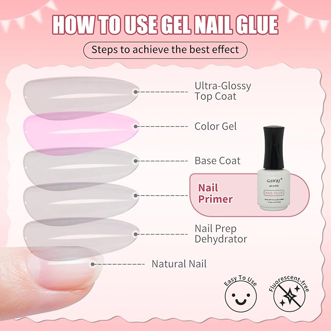 GAWRJ UV LED Cured Nail Glue - 15ml Professional Nail Extension Adhesive for Long-Lasting Manicures, Fast Curing with LED Lamp, Salon-Quality Nail Repair & Enhancement (1 Pack)