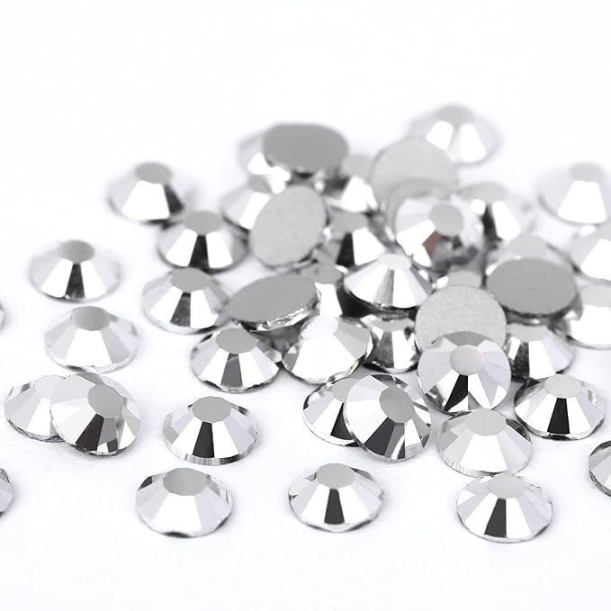 Novani Rhinestones 3000Pcs Flatback Crystal Round Loose Gemstones Glass Rhinestones for Crafts Makeup Nail Art Clothes Shoes DIY Decorations(SS8, 2.3-2.5mm,Sliver)