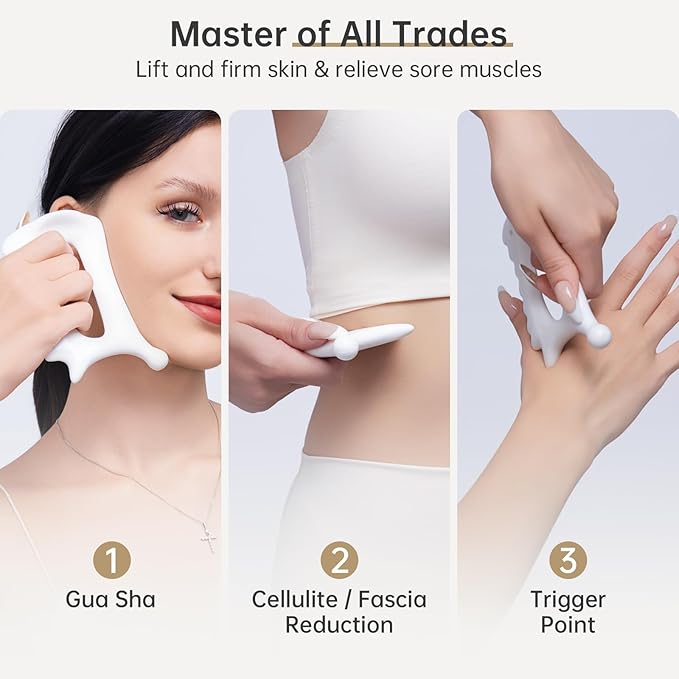Body Gua Sha Tool,6-in-1 Gua Sha Facial Tools for Lymphatic Drainage,Ceramic Body Guasha Massager Tool for Stress Relief,Trigger Point Tool for Fascia Massage,Gua Sha Tool for Women Christmas Gifts