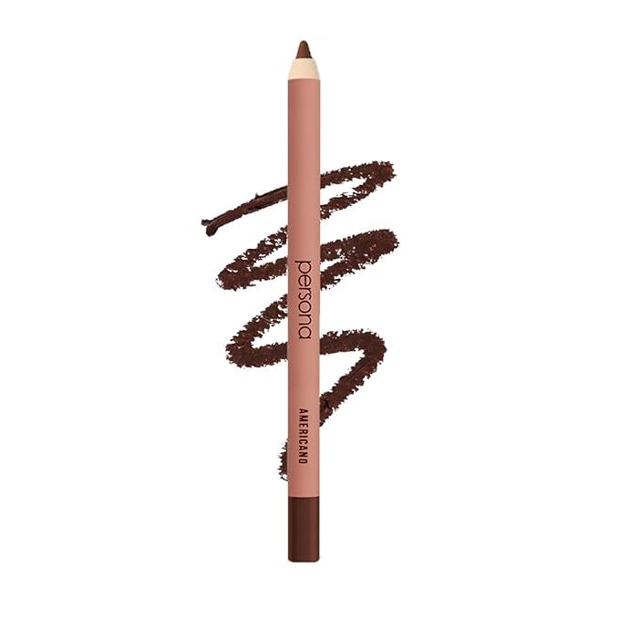 PERSONA Lip Liner Pencil | Creamy, Long-Wear Matte Pencil with Jojoba Oil | Hydrating & Easy to Apply | Shapes, Defines & Contours Lips | Vegan, Cruelty-Free, Paraben-Free | Made in USA, Americano