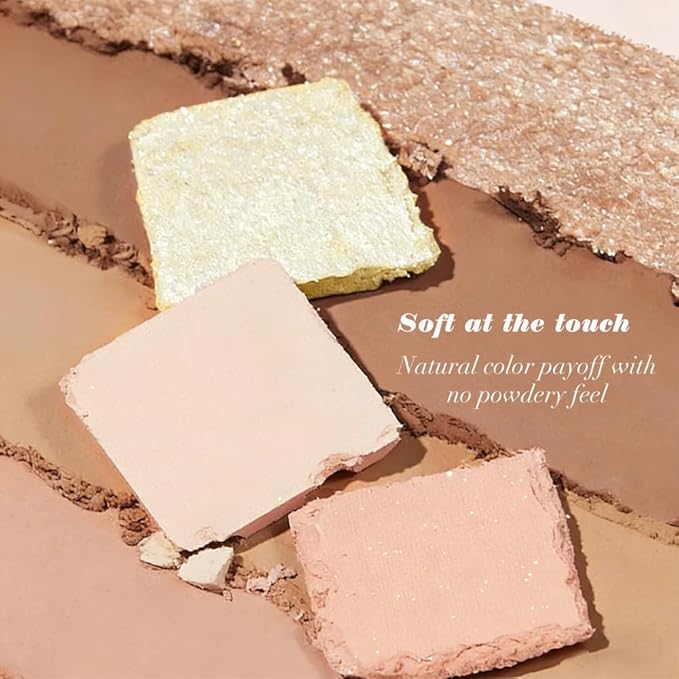 AMY'S DIARY 9-Color Warm Bronze Eyeshadow Palette, Gold Champagne Neutral Eye Makeup with Matte & Shimmer Shades, Highly Pigmented Long-Lasting Blendable Brown Nude Shadow for Daily Glam Look