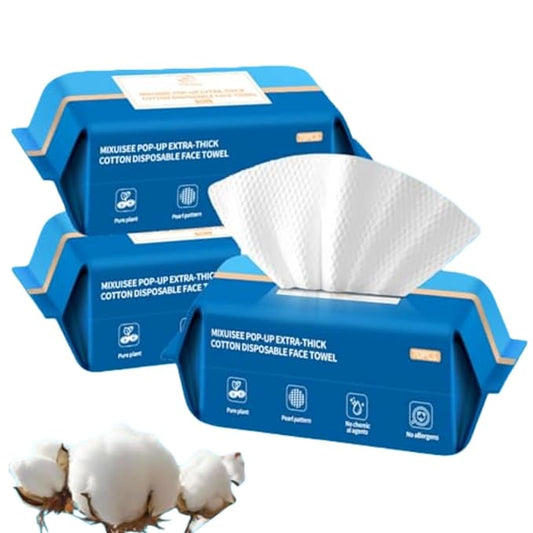 Disposable face towel. MIXUISEE thick and soft face towels. 100% cotton face cloths.facial towels 150% thickness.Remove makeup and cleansing.Suitable for sensitive skin. (Extra thick 210 pieces)
