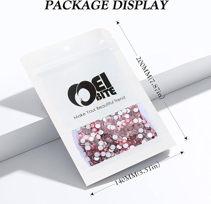 Meibite Rose Flatback Rhinestones, Glass Rhinestones for Nail Art and Craft, Glue Fix, Loose Crystal Gemstones(Rose, SS34, 576pcs, 7.1-7.3mm)