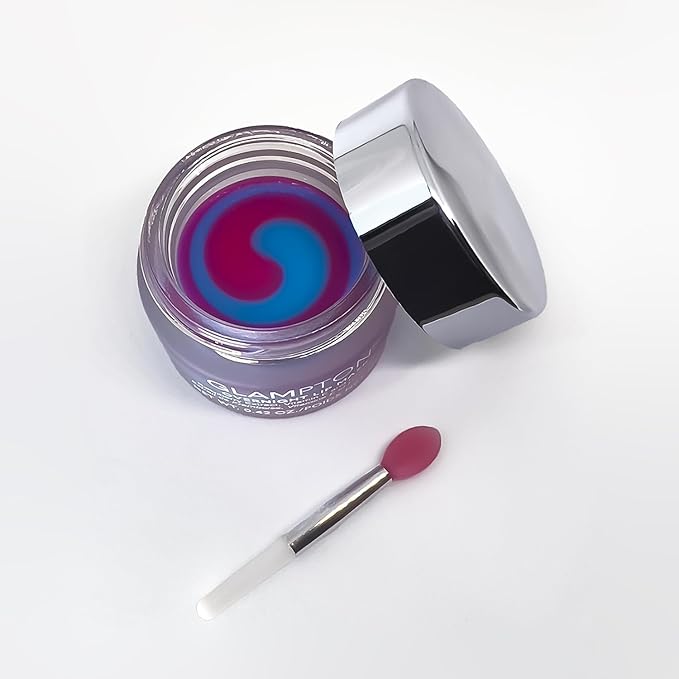 Glampton Overnight Lip Mask, Raspberry, 0.42 oz, Intense Repair, Non-Greasy