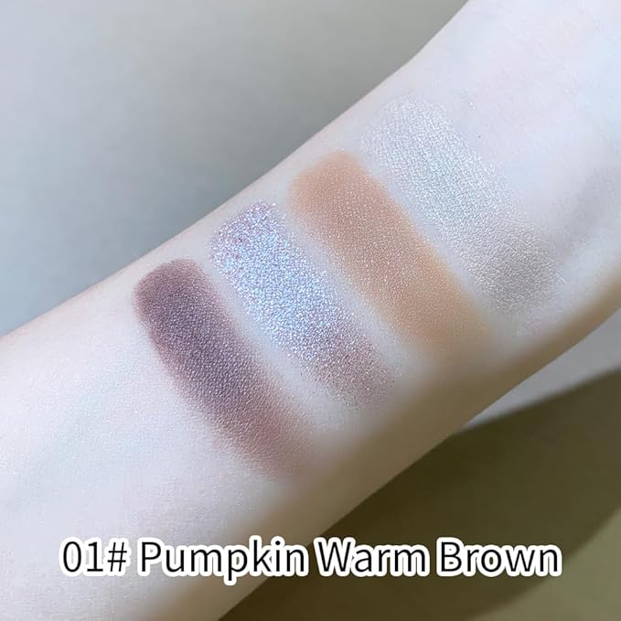4 Colors Neutral Nude Matte & Shimmer Eyeshadow Palette,Peach Bronze Cocoa Neutral-Warm Mattes Glitter Eye shadow Contour Makeup Palette for Mature Women, Blue Green Eyes, Daily Natural Makeup.#1