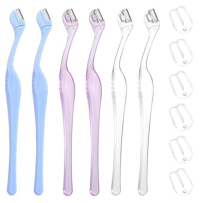 6Pcs Small Eyebrow Razor, Mini Razors for Women, 5.1"Eye Brow Razors for Women, Mini Eyebrow Trimmer with Safety Cap for Makeup Face Care (Multicolor)