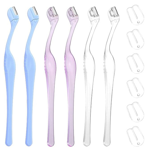 6Pcs Small Eyebrow Razor, Mini Razors for Women, 5.1"Eye Brow Razors for Women, Mini Eyebrow Trimmer with Safety Cap for Makeup Face Care (Multicolor)