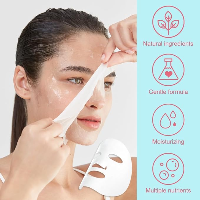Kaely 12 Pack Peach Face Masks for Kids, Kids Face Mask Spa Day Kit Supplies, Spa Party Favors for Teens Girls Women, Sheet Facial Mask Skincare Gifts Set, Hydrating Nourish for All Skin Types, 10