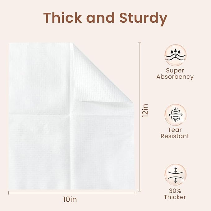 Solurié Disposable Face Towels 10”×12” XL – 50 Count, 100% Viscose Ultra-Soft Dry Wipes, Lint-Free, Thick & Tear-Resistant Face Cleansing Cloths for Skincare & Makeup Removal