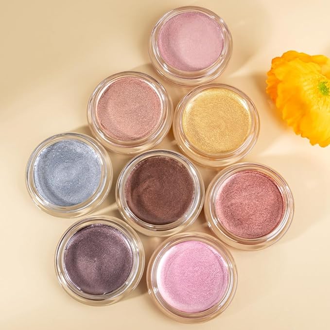 Honey Gold Shimmer Cream Eyeshadow – Metallic Gold Eye Shadow Pot, High Reflective Glitter Pearl Shade, Waterproof Long-Lasting Crease-Proof Single Eyeshadow for Festival, Holiday & Glam Eye Makeup 5
