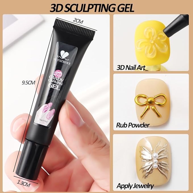 SUTOZMIWE Chrome Nail Powder Metallic Gold And Silver, Magic Mirror Effect Pigment Glitter Rubbing Dust, 3D Carving Nail Molding Gel & Holographic Dip Nail Powder Kit for Nail Decor Home Manicure DIY