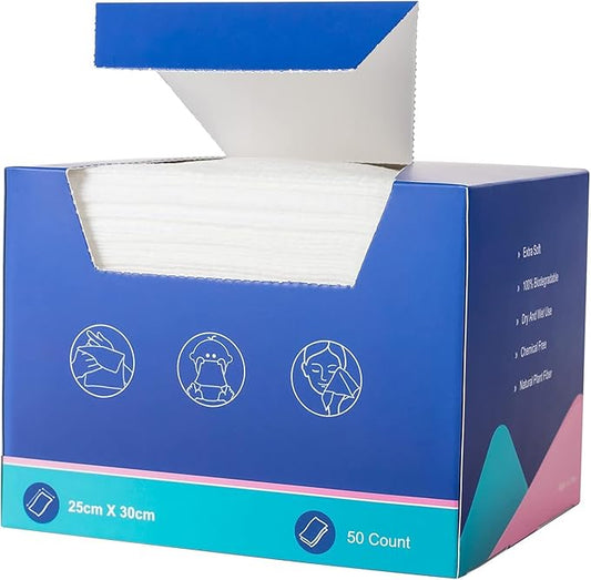 Atitifope Disposable Face Towels,50 Counts/Box - Soft & Lint-Free Facial Cleansing Wipes for Makeup Removal,Travel & Home Use