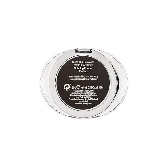 No7 Lift & Luminate Triple Action Powder - Medium - Pressed Makeup Setting Powder for Face - Compact Setting Powder Reduces the Appearance of Fine Lines & Enhances Glow (10g)