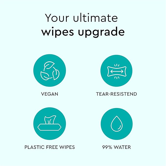 LILLYDOO Baby Wipes with 99% Water – Unscented, Hypoallergenic, Plant-Based, Strong & Plastic-Free, Compostable, 12 resealable Packs x 72 (864 Wipes Total)