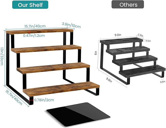 ELITEROO Wood Display Stand, 4 Tier Perfume Stand Organizer, Display Riser for Food, Tiered Cupcake Stand Risers, Table Display Shelf for Vendors Event, Candles, Tumblers, Soaps
