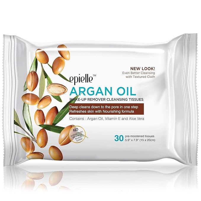 Epielle Makeup Remover Wipes, Remove Waterproof Mascara, Gentle Daily Facial Cleanser Towelettes with Collagen, Tea Tree & Aloe Vera, Stocking Stuffers, 30 Count (Pack of 6)
