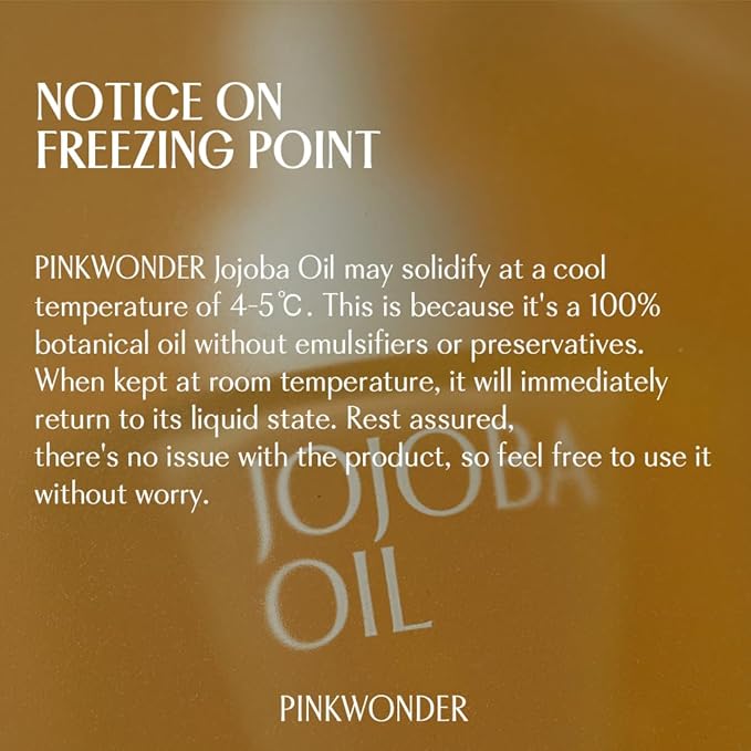 PINKWONDER USDA Organic Jojoba Oil | 100% Pure, Cold-Pressed Oil for Face & Facial Care, Gua Sha | Non-Greasy Korean Skin Care for Women 1.69oz (50ml)