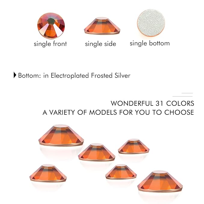 288Pcs Amber Crystal Rhinestones,Glass Flatback Rhinestones Gemstones for Nail Face Makeup Art Crafts Clothes Decoration - (SS30,6.5mm, Amber)