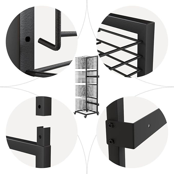 Art Drying Rack with 36 Shelves, Wall Mount Painting Drying Rack for Classroom, Studio, Mobile Canvas Rack Art Storage with 4 Wheels, 17 5/16” W X 15 1/4” D X 55 1/2” H