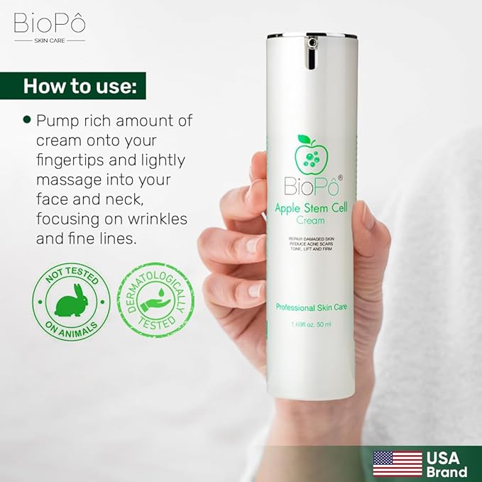 Apple Stem Cell Face Cream Hydrating Moisturizer with Hyaluronic Acid, Softens Skin Texture, Improves Skin Tone & Elasticity – Gentle Daily Cream for All Skin Types, 50 ml