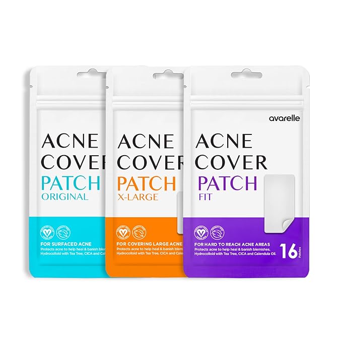 AVARELLE Ultimate Acne Care Trio Pimple Patches | Hydrocolloid Acne Patches for Blemishes and Zit for Face, Vegan, Cruelty Free