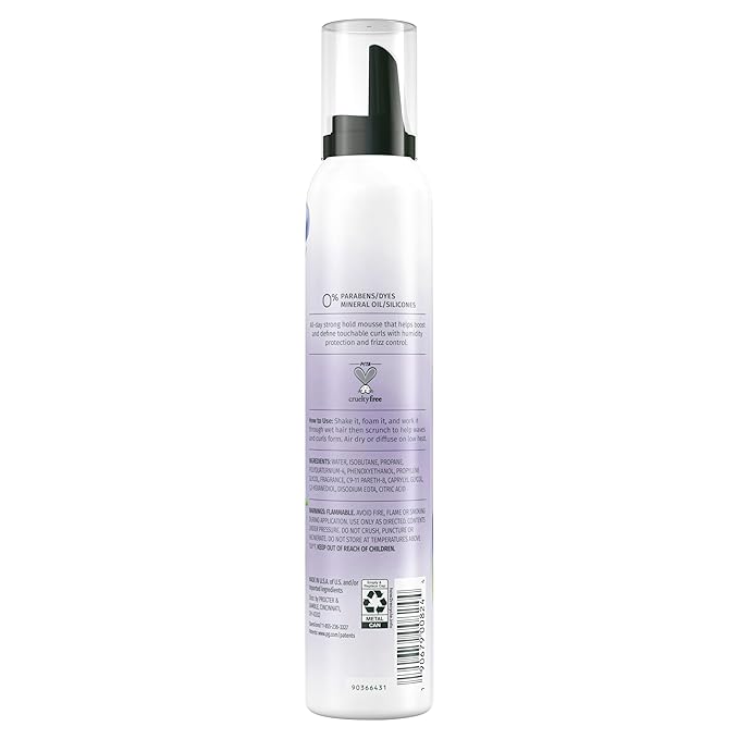 Herbal Essences Curl Boosting Mousse, Frizz Control for Curly & Wavy Hair, Long-Lasting Hold with Berry Scent, Paraben & Dye-Free, Cruelty-Free, 6.8 Fl Oz Each, 3 Pack
