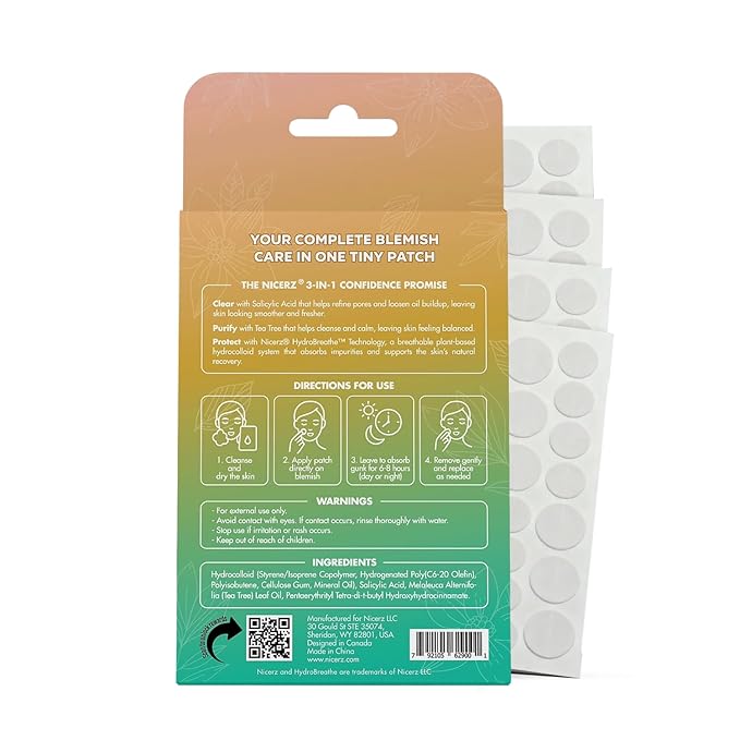 Nicerz® Pimple Patches – 3-in-1 Complete Blemish Care | HydroBreathe™ Breathable Hydrocolloid with Salicylic Acid & Tea Tree | Gentle, Sweat & Waterproof Acne Patch for Face & Body – 180 Count