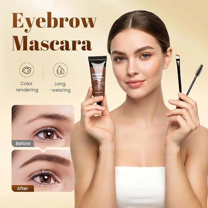 Three Dimensional Eyebrow Dye Cream,Long-lasting Waterproof Smudge-proof Liquid Eyebrow Gel,Thickening Brow Mascara Professional Brow Color Kit (#03)
