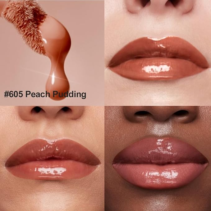 Houksouml Mirror Shine Lip Gloss, Hydrating Airy Lip Tint, Lightweight Water-Gloss Finish, Moisturizing Crystal Film Lip Glaze, Clear Non-Sticky, Juicy Hydration for Plump, Non-Drying Lips-605#