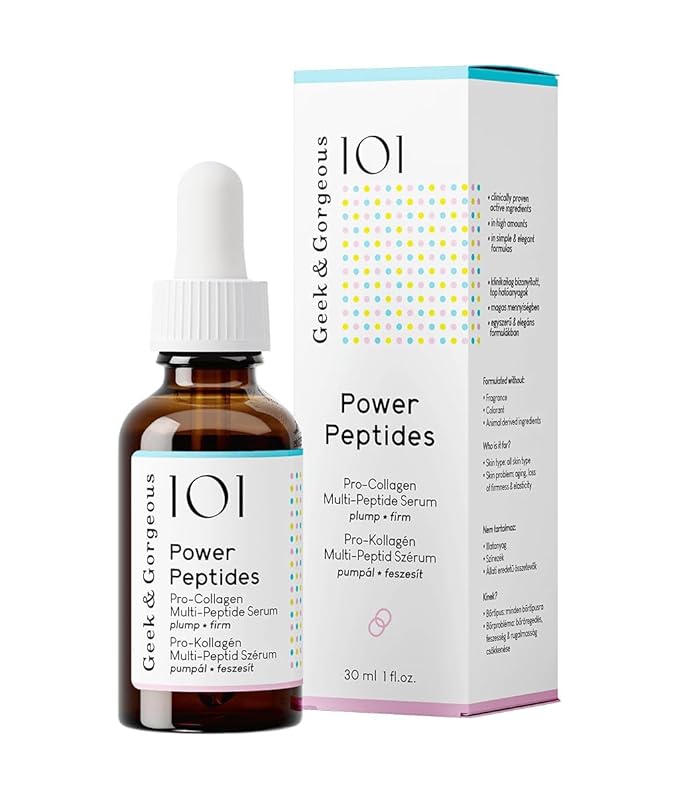 Geek & Gorgeous Power Peptides Serum, Multi-Peptide Face Serum for Firm, Smooth-Looking Skin, Supports Skin Elasticity, Lightweight skin-revitalizing Formula, 1 fl oz
