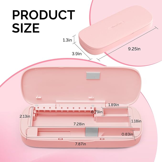MelodySusie Acrylic Nail Tool Storage Box, Portable Dustproof Stand Displayer Holder Organizer Container Manicure Efile Accessories Nail Drill Kit Case, Travel Salon Home, Pink(Only Box)
