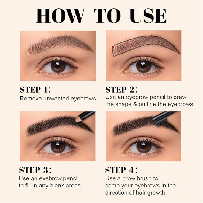 Eyebrow Pencils for Women with Sharpener, 6Pcs Hard-Core Wooden Eye Brow Eye Liner Pencils for Beginner Makeup, Waterproof & Sweat-Proof (Brown-6Pcs)