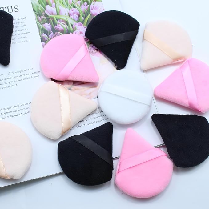 Makeup Puffers Triangle, 40 Pcs Powder Puffs for Face, Setting Powder Puff, Velour Puff Makeup Pad Triangle Beauty Sponge for Loose Powder, Eyes Contouring
