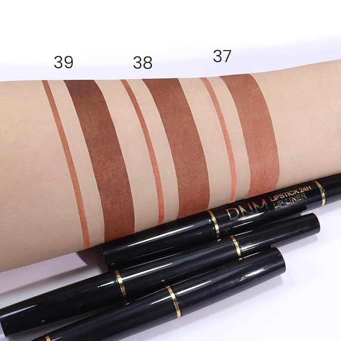 Kaely 2-in-1 Dark Deep Brown Matte Lip Liner & Lipstick Combo Set Kit for Women, Magic Neutral Lipstick 24 Hours Original Lips Liner Pencil Stain Gloss Makeup Long Lasting Waterproof 39