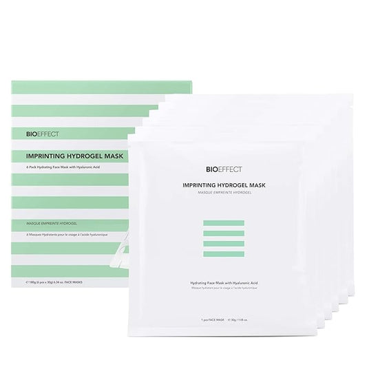BIOEFFECT Imprinting Hydrogel Facial Skincare Mask 6-Pack with Hyaluronic Acid is Deeply Moisturizing, Skin Plumping and Fast Absorbing, Gel Hydrating Sheet Mask Beauty Treatment, Alcohol-Free