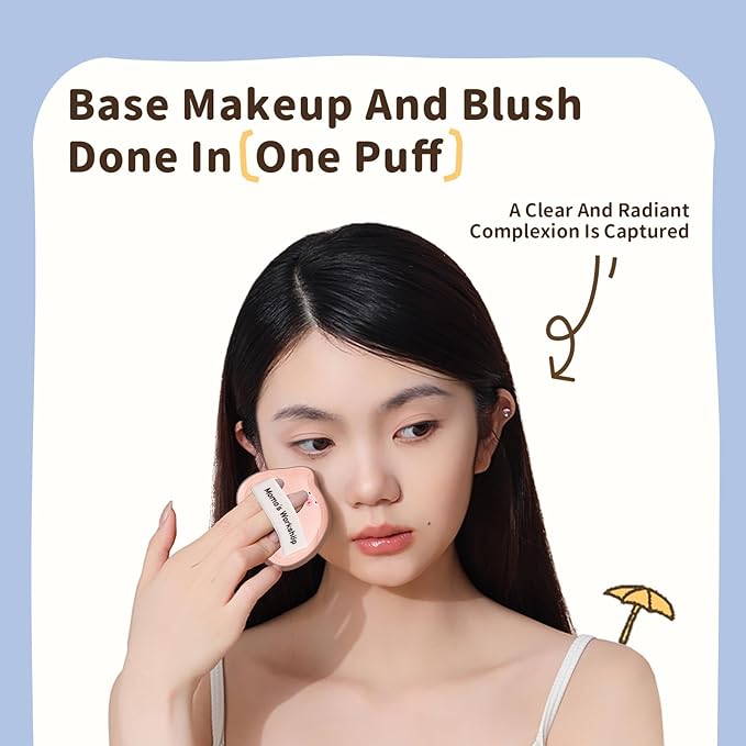 2-Pack Cute Sleepy Pig Makeup Sponge Oxygen-Finish Makeup Sponge for Liquid Foundation & Cream Blush, 85° Angled Tip, Hydrophilic PU for Sheer & Natural Makeup, Buildable Coverage Sponge